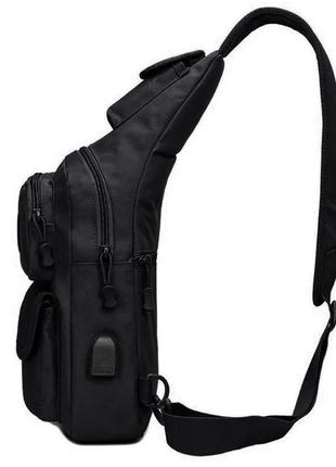Чоловіча тактична сумка, велика укріплена сумка-слінг через чорне плече6 фото