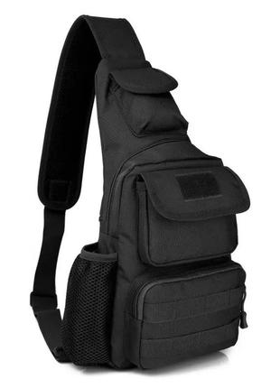Мужская тактическая сумка, большая укрепленная сумка-слинг через плечо черная