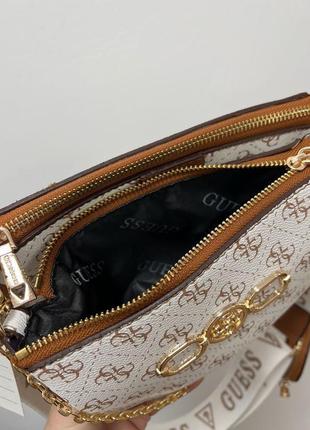 Сумка guess pochette multi white/brown5 фото