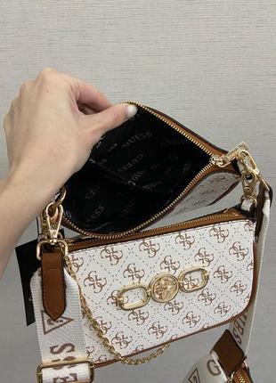 Сумка guess pochette multi white/brown6 фото