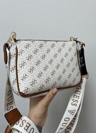 Сумка guess pochette multi white/brown8 фото