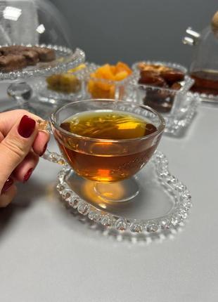 Чашка с блюдцем «прозрачное серце» чай 200 мл7 фото