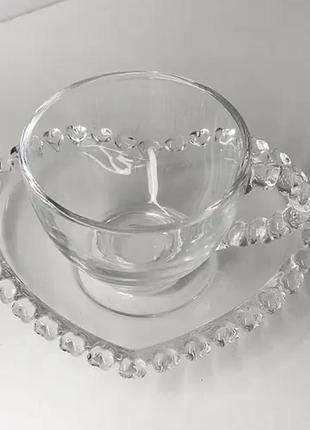 Чашка с блюдцем «прозрачное серце» чай 200 мл
