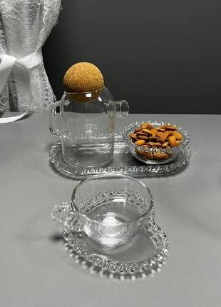 Чашка с блюдцем «прозрачное серце» чай 200 мл2 фото