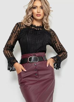 Блуза жіноча класична гіпюрова, колір чорний, 204r156