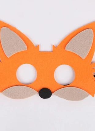 Детская маска на лицо лисичка 17 на 11 см оранжевый