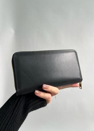 Гаманець celine large zipped wallet cuir triomphe in smooth calfskin black3 фото