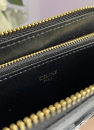 Гаманець celine large zipped wallet cuir triomphe in smooth calfskin black9 фото