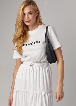 Жіноча футболка з написом miu miu