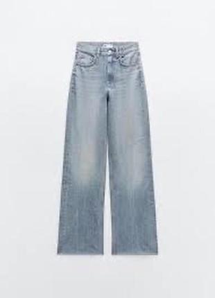 Джинсы zara wide-leg высокая посадка zara/trf high-rise wide-leg jeans/6045/022 light blue