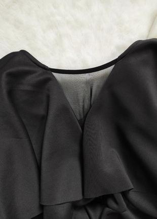 Черное вечернее нарядное короткое платье миди вырез декольте сетка кейп рукава стрейч7 фото