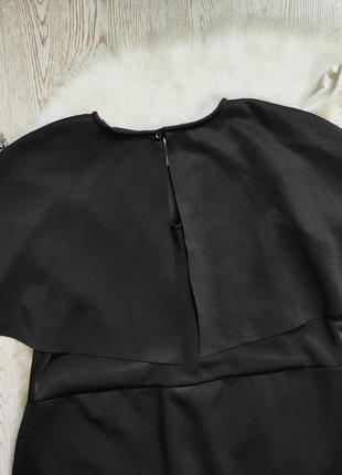 Черное вечернее нарядное короткое платье миди вырез декольте сетка кейп рукава стрейч10 фото