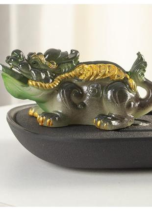 Фігурка для чайної церемонії, чайна іграшка зелений піяо, що змінює колір від гарячої води, матеріал полімер