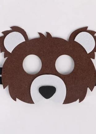 Дитяча маска на лице ведмедик 165 на 120 мм коричневий