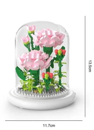 Конструктор цветы - ночник "розовые гвоздики" с подсветкой