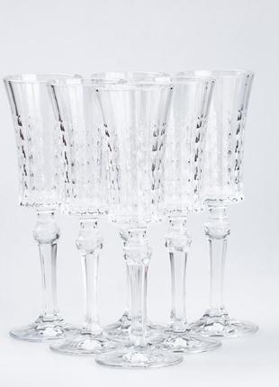 Бокал для шампанского стеклянный прозрачный набор 6 шт орнамент
