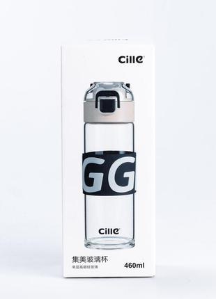 Бутылка для воды стеклянная прозрачная с пластиковой крышкой фиолетовый5 фото