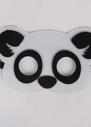 Детская маска на лицо панда 17 на 11 см черно-белый