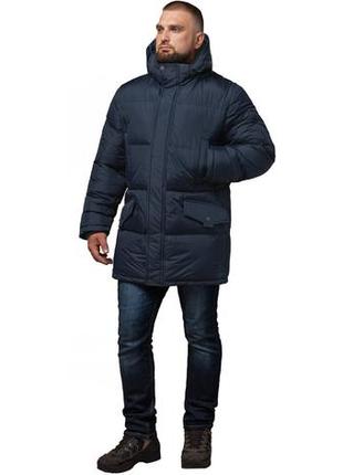 Комфортная куртка зимняя мужская тёмно-синяя модель 27055
