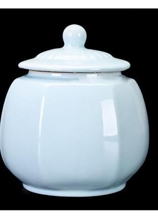 Ёмкость для хранения чая колотый камень голубая, чайница фаянс, банка для чая керамическая (700 мл)