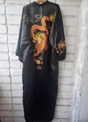Винтажное шелковое кимоно с драконом