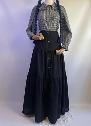 Красивая длинная пышная ярусная юбка юбка макси ярусами готический готический стиль