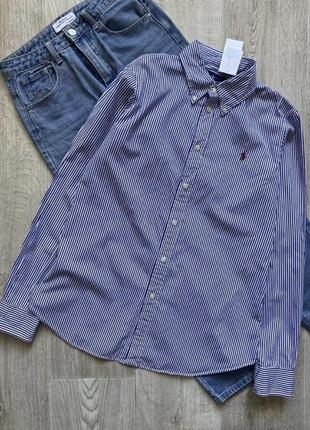 Polo ralph lauren базовая женская рубашка, рубашка в полоска, блузка, блуза, классическая рубашка, приталенная рубашка