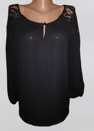 💖💖💖красива чорна жіноча кофта, блузка з мереживними вставками peridot💖💖💖