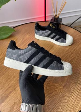 Кроссовки adidas atmos x superstar denim pack - grey