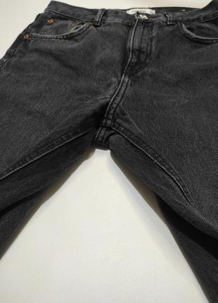Длинные широкие джинсы палаццо черные графитовые темно серые с дырками порезами на коленях вареные варенки7 фото