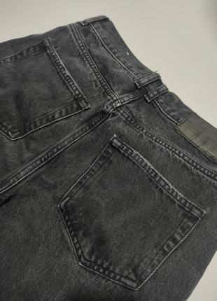 Длинные широкие джинсы палаццо черные графитовые темно серые с дырками порезами на коленях вареные варенки8 фото