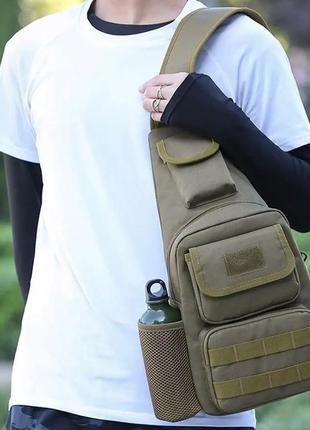 Тактична сумка через плече військова нагрудна сумка зсу однолямкова сумка універсальна армійська хакі10 фото