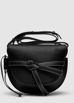 Loewe gate small leather and jacquard shoulder bag black