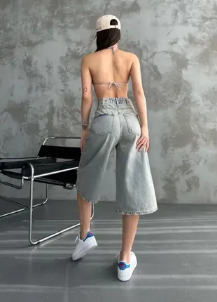 Женские джинсовые шорты удлиненные багги