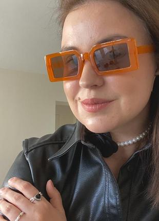 Тренд сонцезахисні окуляри помаранчеві сонячні очки антиблик прямокутні оранжеві