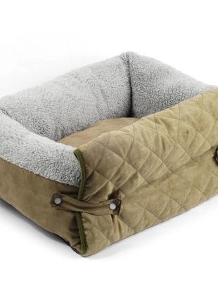 Раскладной лежак 3в1 для котов и собак большая лежанка кровать со съёмной подушкой zmaker оливка
