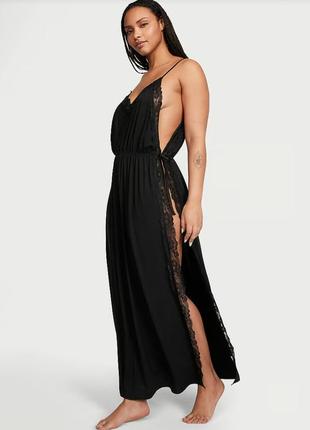 Платье-комбинация lace trim slip ot victoria's
secret -black