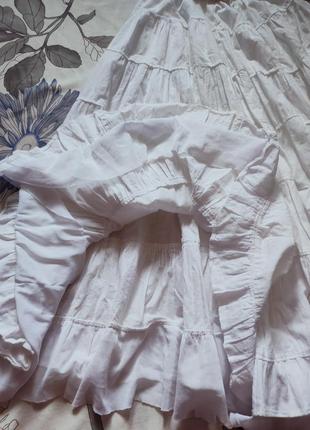 Спідниця довга ярусна біла літня пишна ошатна міді максі юбка лоліта вінтажна3 фото