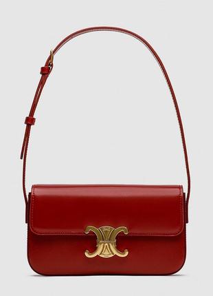 Celine shoulder bag claude in shiny calfskin burgundy