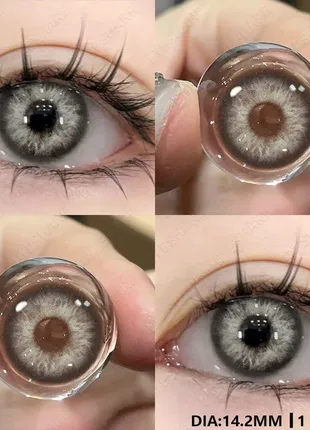 Кольорові контактні лінзи для очей натуральні сірі barbie gray без діоптрій + контeйнeр2 фото