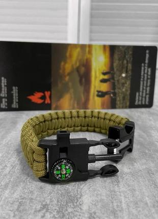 Paracord браслет з віскорем, компасом і свистком койот