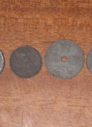 Монеты бельгии (немецкая окупация) - 4 шт.