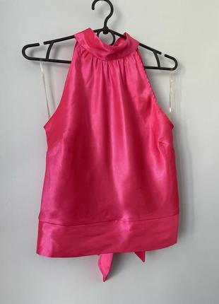 Блуза майка топ розовая атлас фуксия тонкая летняя водолазка женская тренд 2024 etam