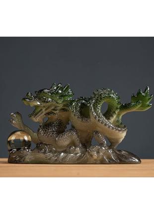 Фігурка для чайної церемонії, чайна іграшка зелений дракон, що змінює колір від гарячої води, матеріал полімер