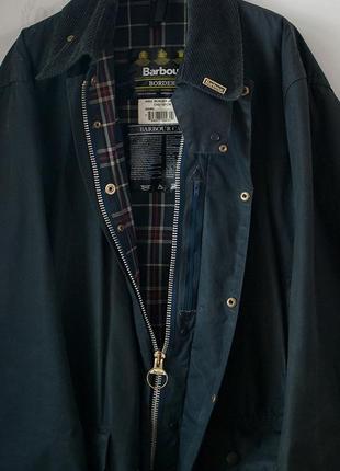 Куртка barbour classic border waxed jacket navy3 фото