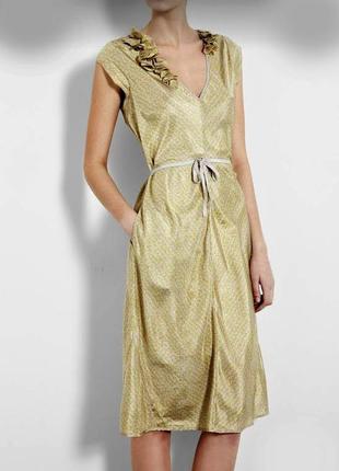 Невагома сукня з натурального шовку золотиста гірчична оливкова міді day birger et mikkelsen woman