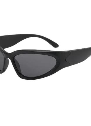 Спортивные черные очки y2k солнцезащитные очки чёрного цвета с черными линзами вело спорта мужские и женские