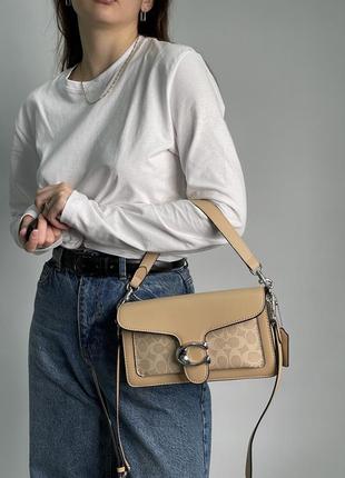 💎 coach tabby shoulder bag 26 with signature canvas sand taupe 26 х 14 х 6.5 см