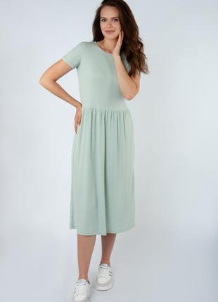 Платье сиреневой, рубчик бежевое макси ниже колен с короткими рукавами, платье женское8 фото