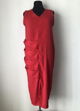 Эффектное длинное яркое красное платье от niederberger, размер м (до xxl)